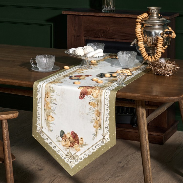 Дорожка "золотая курочка" 45х215см, 100% хлопок, твил Lefard (850-767-31)