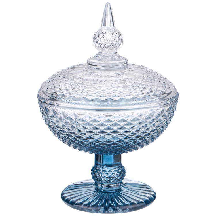 Емкость для хранения на ножке "diamant blue" 10,2*10,2*15см Lefard (355-317)