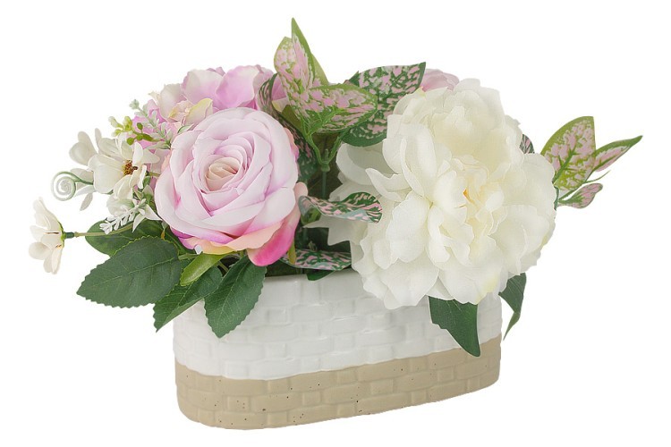 Декоративные цветы Пион и гортензии в керамической вазе - DG-J7214 Dream Garden