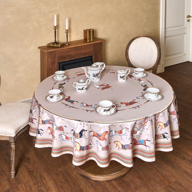 Скатерть круглая "passage" 190см ,капучино, 100% хлопок,твил,пропитка Lefard (850-760-25)