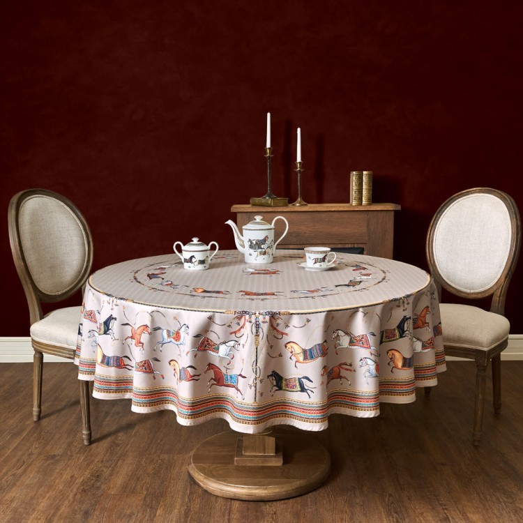 Скатерть круглая "passage" 190см ,капучино, 100% хлопок,твил,пропитка Lefard (850-760-25)