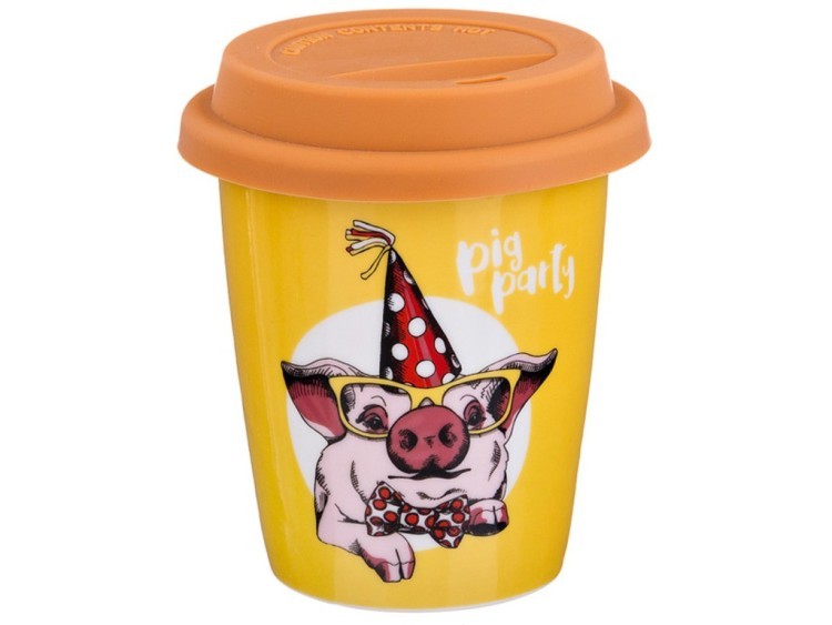 Кружка с силиконовой крышкой "pig party" 8,5*8,5*9 см 300 мл Lefard (229-348)