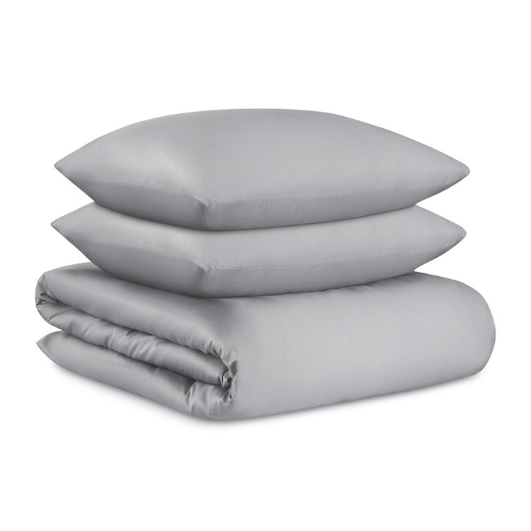 Комплект постельного белья из премиального сатина светло-серого цвета из коллекции essential, 200х22 (79823)