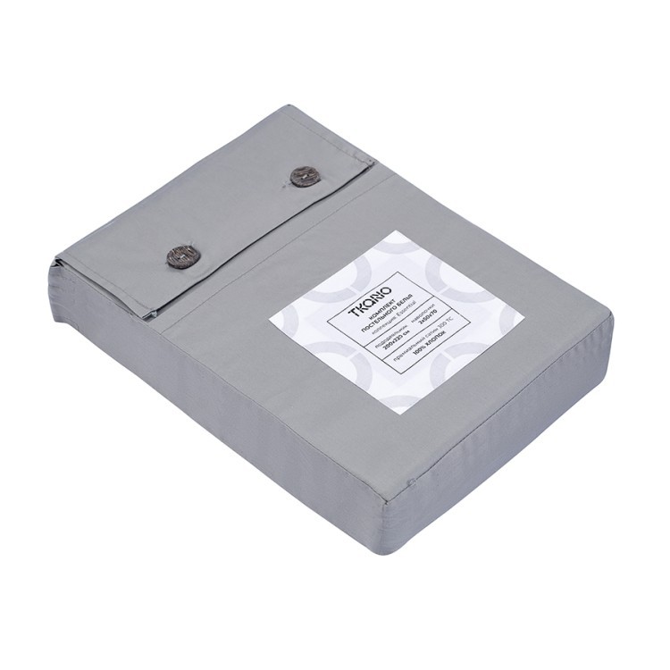 Комплект постельного белья из премиального сатина светло-серого цвета из коллекции essential, 200х22 (79823)