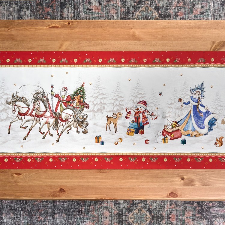 Дорожка "с новым годом "45х300см ,красный, 100% хлопок,твил пропитка Lefard (850-763-32)