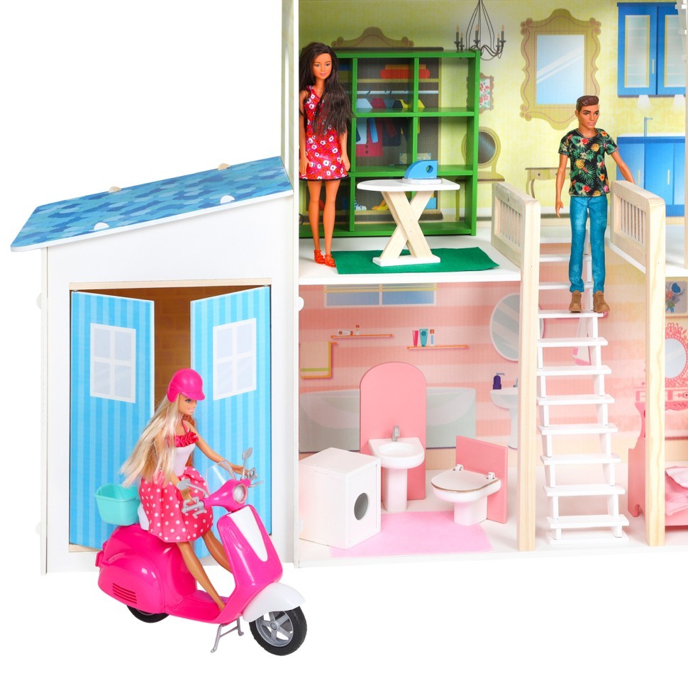 Кукольный домик вдохновение для кукол до 30 см 16 предметов мебели 2 лестницы