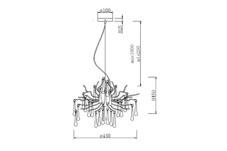 Люстра d.45*h.45см, металл хром (TT-00007166)