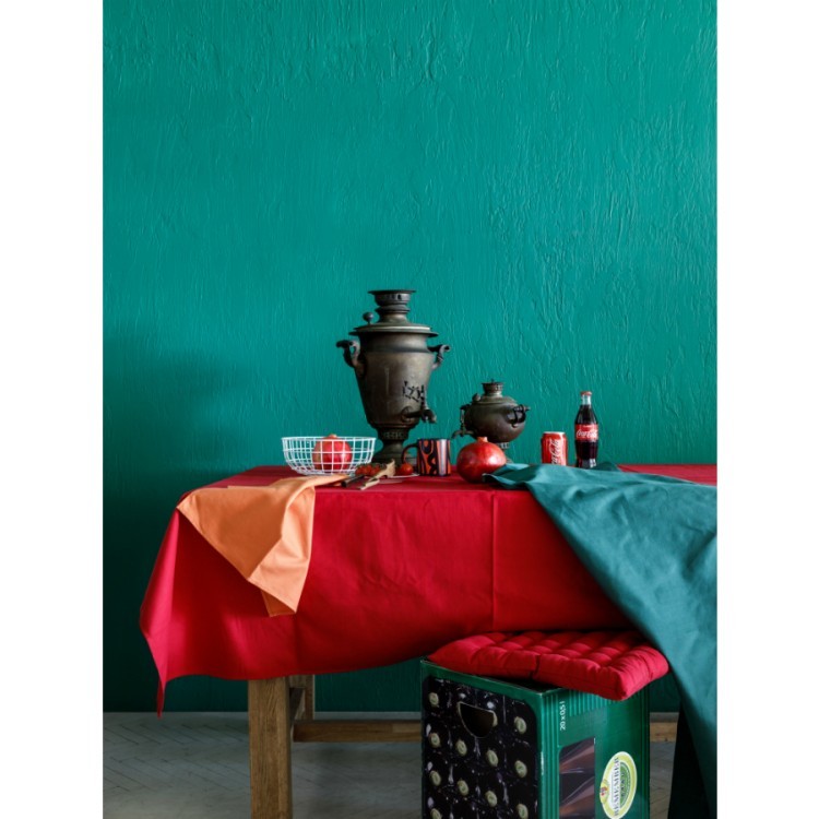 Скатерть на стол из хлопка красного цвета russian north, 150х250 см (65860)
