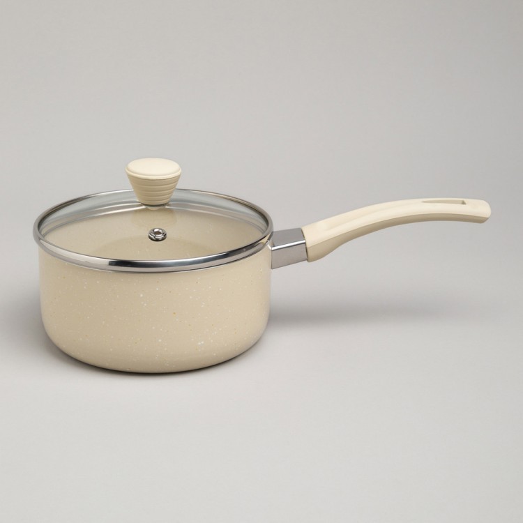 Ковшик agness антип. покр. ручка soft touch  и стекл. крышкой 1000 мл 14*7 см Agness (906-259)