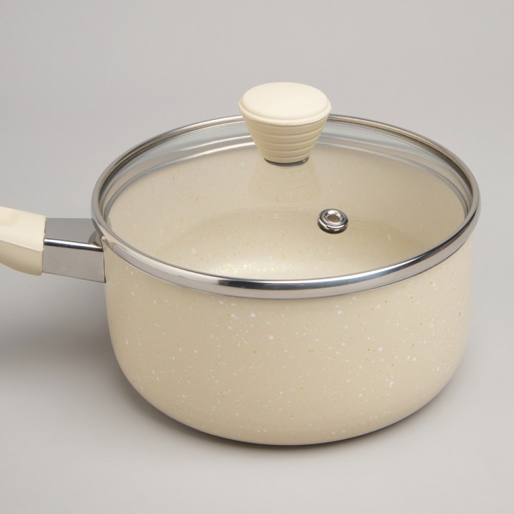 Ковшик agness антип. покр. ручка soft touch  и стекл. крышкой 1000 мл 14*7 см Agness (906-259)