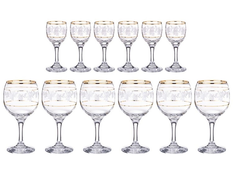 Набор на 6 персон 12 пр.:6 рюмок для водки 50 мл. + 6 бокалов для вина 250 мл. (381-399) 