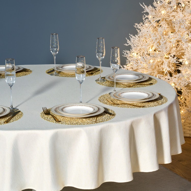 Скатерть  d220 cm круглая, "феерия. золото", цвет: бежевый, tm lefard, полиэстер 100% Lefard (986-003-26)