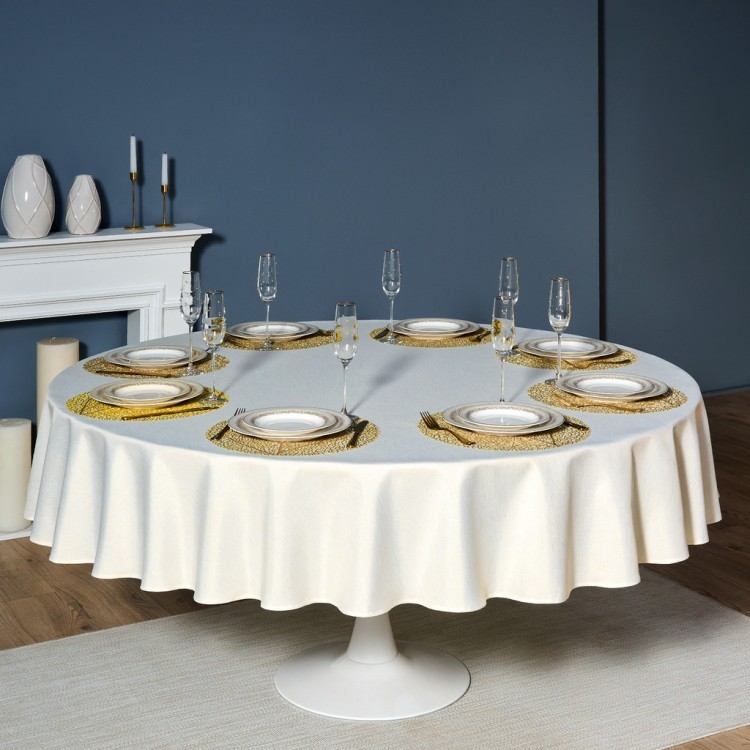 Скатерть  d220 cm круглая, "феерия. золото", цвет: бежевый, tm lefard, полиэстер 100% Lefard (986-003-26)