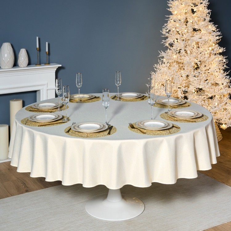 Скатерть  d220 cm круглая, "феерия. золото", цвет: бежевый, tm lefard, полиэстер 100% Lefard (986-003-26)