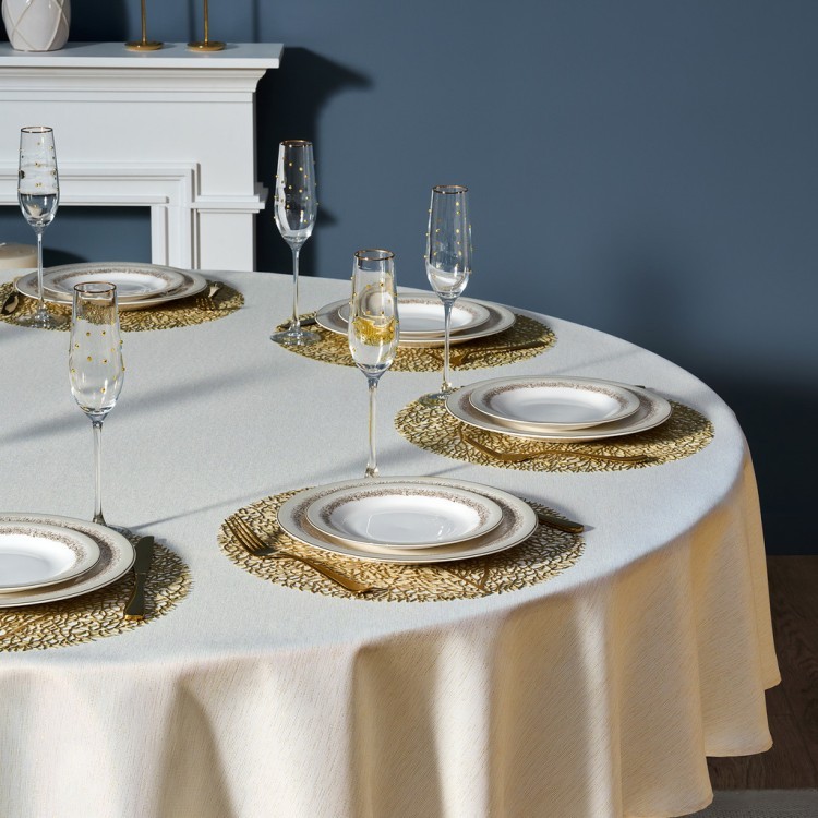 Скатерть  d220 cm круглая, "феерия. золото", цвет: бежевый, tm lefard, полиэстер 100% Lefard (986-003-26)