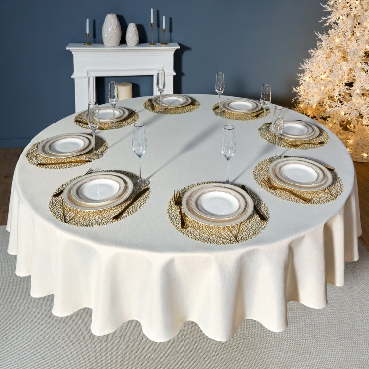Скатерть  d220 cm круглая, "феерия. золото", цвет: бежевый, tm lefard, полиэстер 100% Lefard (986-003-26)