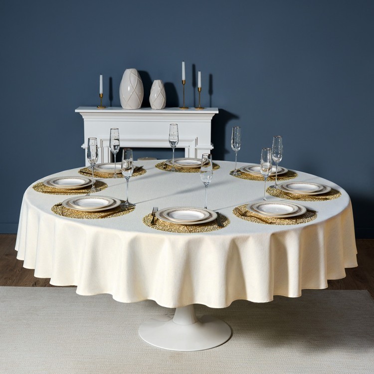 Скатерть  d220 cm круглая, "феерия. золото", цвет: бежевый, tm lefard, полиэстер 100% Lefard (986-003-26)