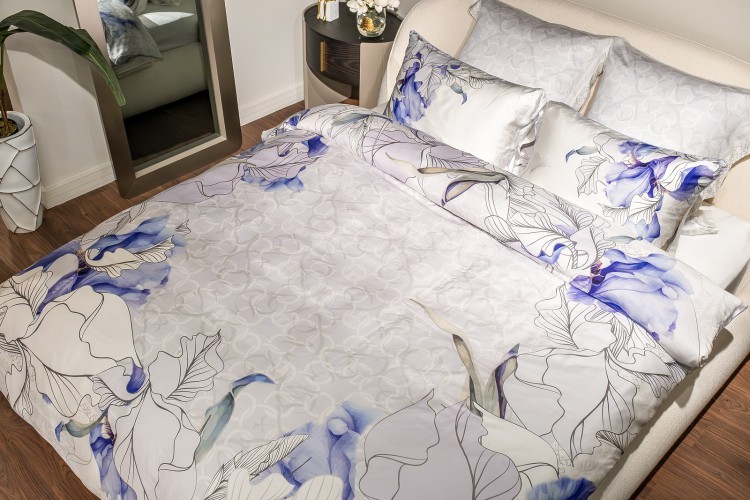 Комплект постельного белья Ирисы , тенсель,  200*220-1шт, 50*70-2 шт (TT-00015988)