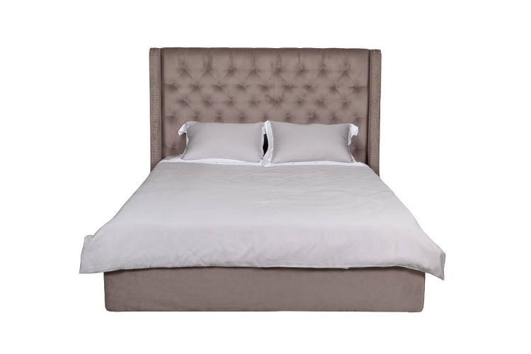Кровать Louisiana без подъем.мех.велюр серый Vel08 187*215*141см (TT-00003956)