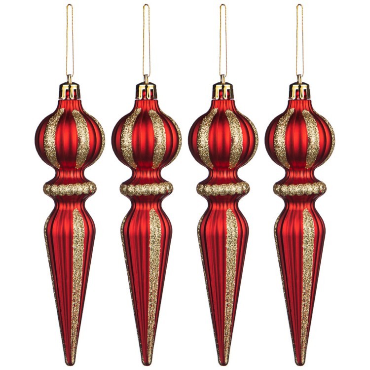 Набор декоративных подвесок из 4 шт.коллекция "red&gold" длина=16 см Lefard (858-128)