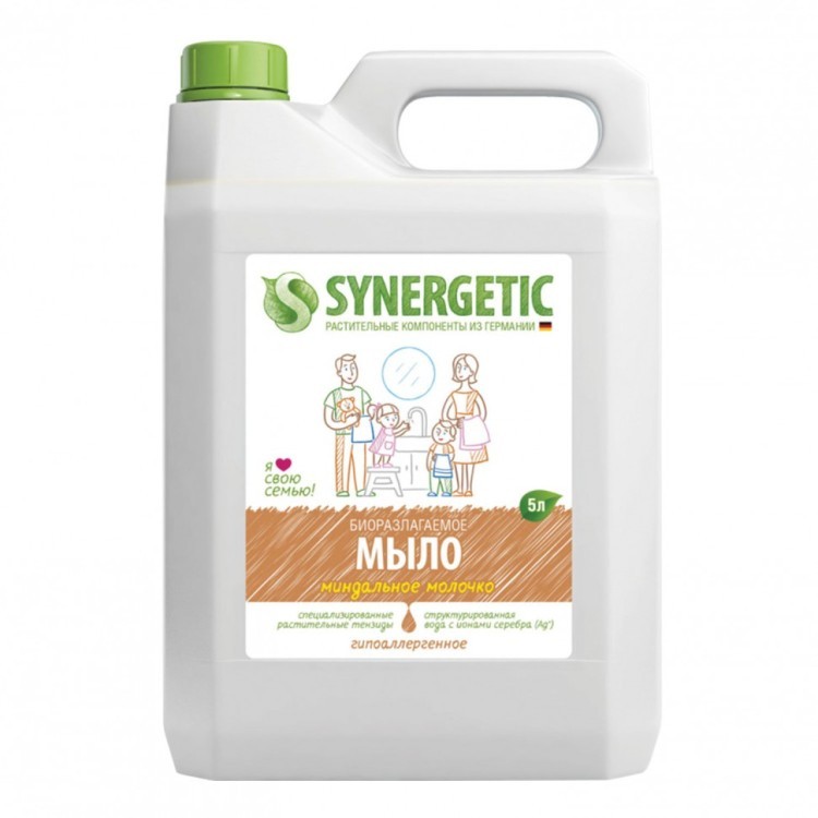 Мыло жидкое 5 л SYNERGETIC Миндальное молочко гипоаллергенное биоразлагаемое 105506 605553 (1) (94946)