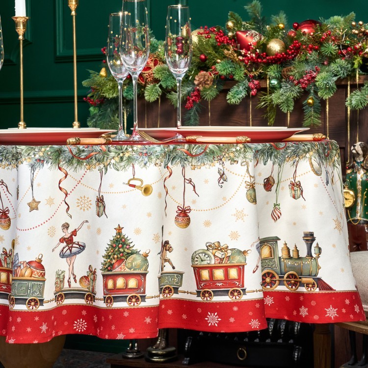 Скатерть  овальная  "щелкунчик" ,140х180см ,красный, 100% хлопок ,твил Lefard (850-762-4)