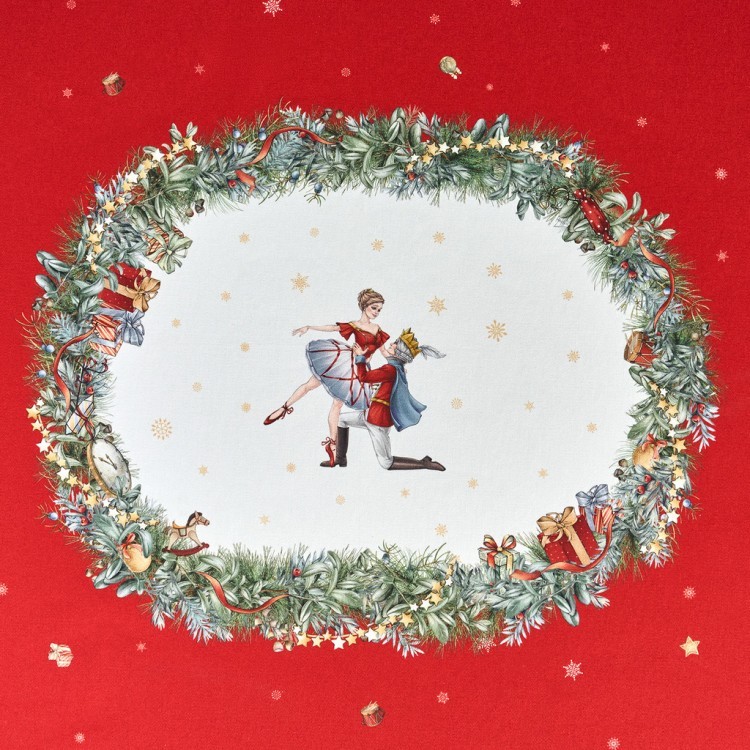 Скатерть  овальная  "щелкунчик" ,140х180см ,красный, 100% хлопок ,твил Lefard (850-762-4)