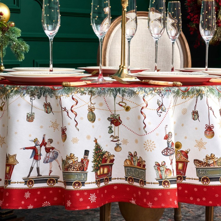 Скатерть  овальная  "щелкунчик" ,140х180см ,красный, 100% хлопок ,твил Lefard (850-762-4)