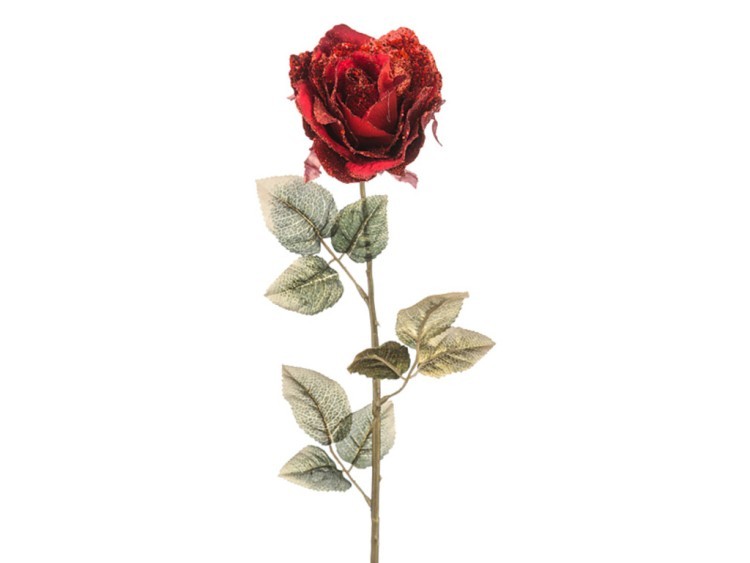 Красная роза на стебле с глиттером высота=71 см. Huajing Plastic (864-019) 