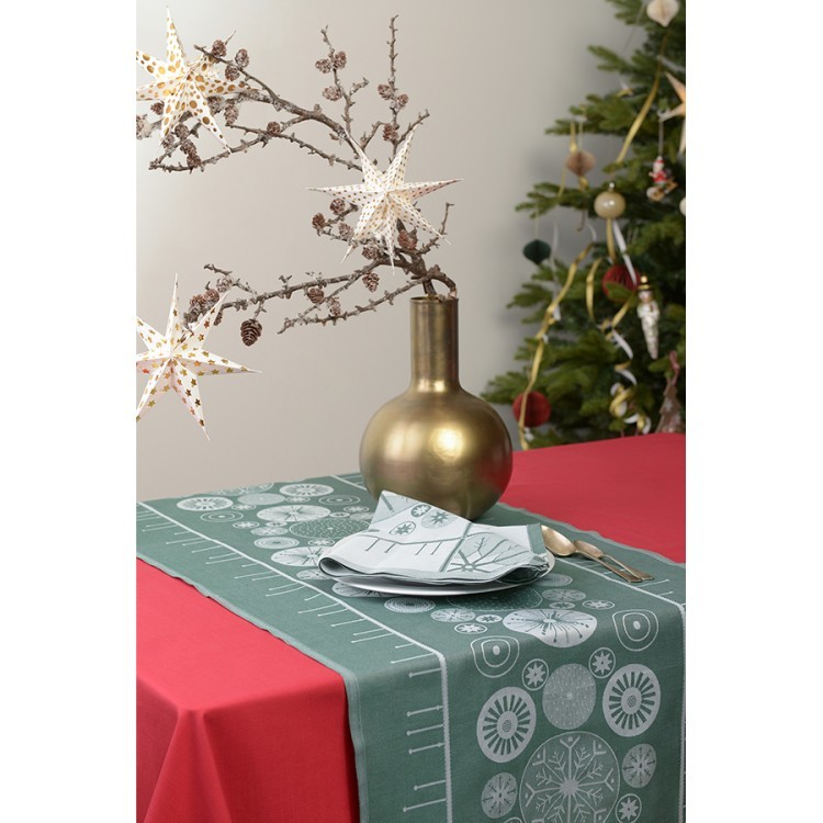 Салфетка из хлопка зеленого цвета с рисунком Ледяные узоры из коллекции new year essential, 53х53см (72152)
