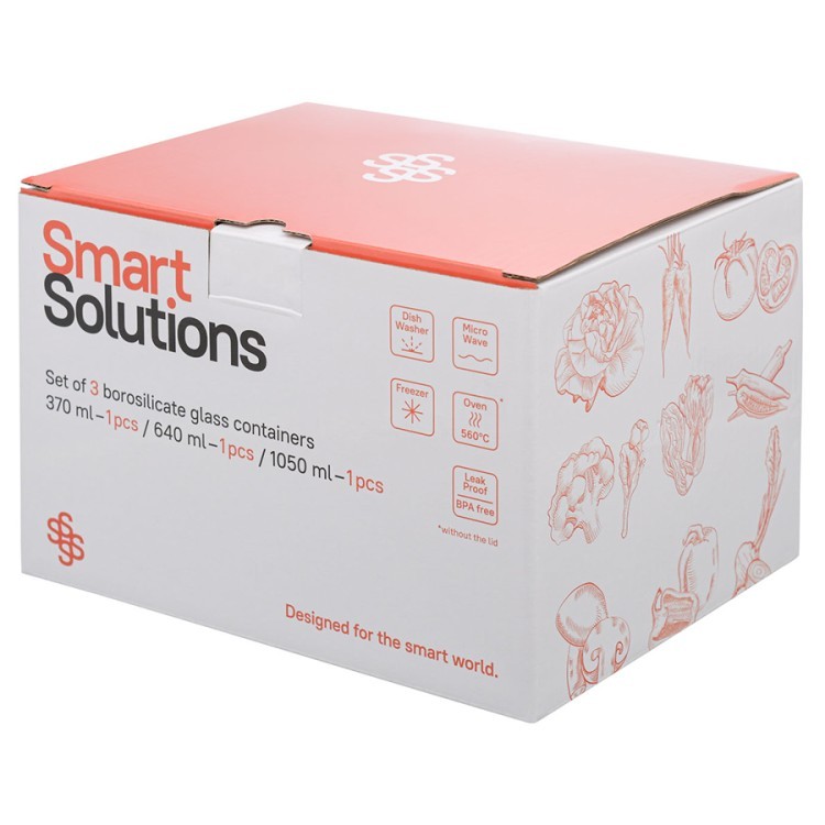 Набор контейнеров для запекания и хранения smart solutions, розовый, 3 шт. (72033)