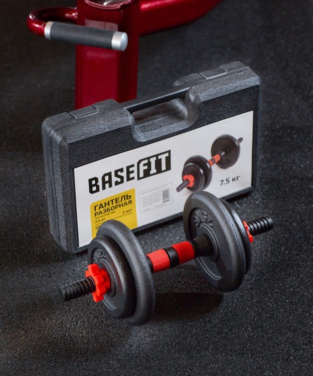 Гантель разборная в чемодане BASEFIT DB-705 чугун/пластик, 7,5 кг, 1 шт (1148415) Гантель разборная в чемодане BASEFIT DB-705 чугун/пластик, 7,5 кг, 1 шт (1148415)