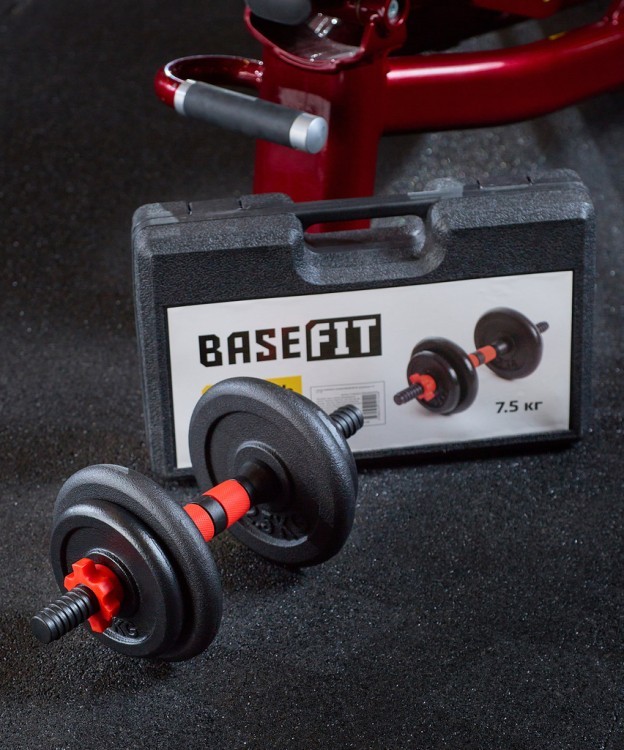Гантель разборная в чемодане BASEFIT DB-705 чугун/пластик, 7,5 кг, 1 шт (1148415) Гантель разборная в чемодане BASEFIT DB-705 чугун/пластик, 7,5 кг, 1 шт (1148415)