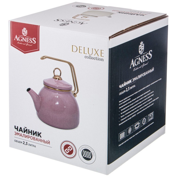 Чайник agness эмалированный, серия deluxe, 2,3л, подходит для индукции Agness (951-121) Чайник agness эмалированный, серия deluxe, 2,3л, подходит для индукции Agness (951-121)