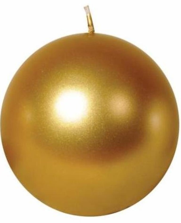 Свеча шар 10см  золотая (00000882)