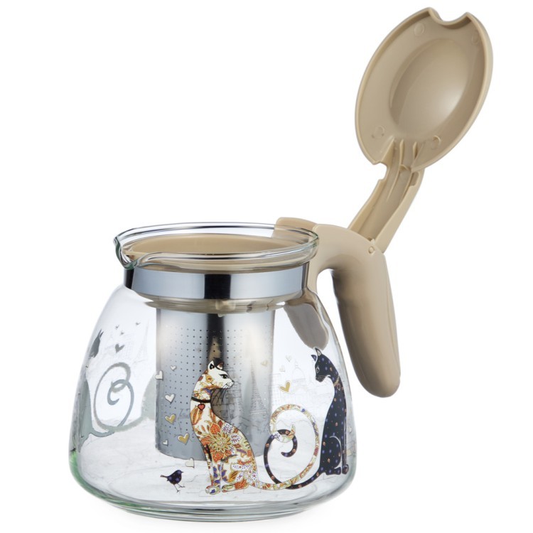 Заварочный чайник agness с фильтром "парижские коты"  900 мл. Agness (885-118)