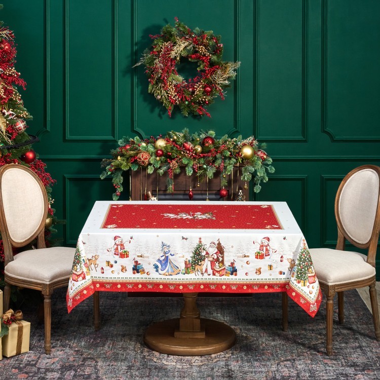 Скатерть "с новым годом" 140х180см, красный, 100% хлопок,твил пропитка Lefard (850-763-2)