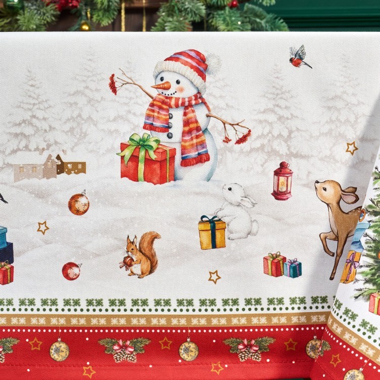 Скатерть "с новым годом" 140х180см, красный, 100% хлопок,твил пропитка Lefard (850-763-2)