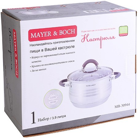 Кастрюля 3,9 л нерж с/кр Mayer&Boch (30944) Кастрюля 3,9 л нерж с/кр Mayer&Boch (30944)