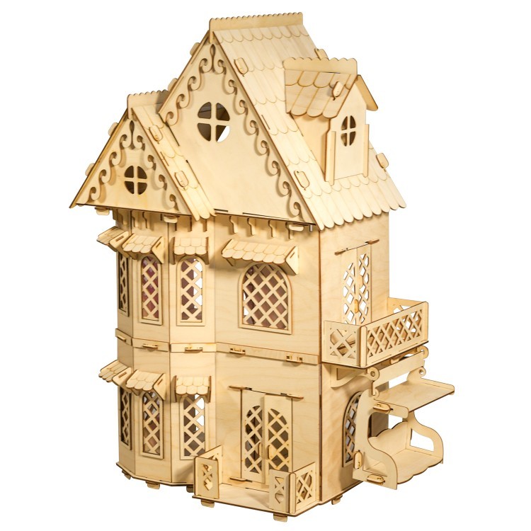 Деревянный кукольный домик Серия "Я дизайнер"  "Дом принцессы", конструктор, для кукол 30 см (PD218-09)