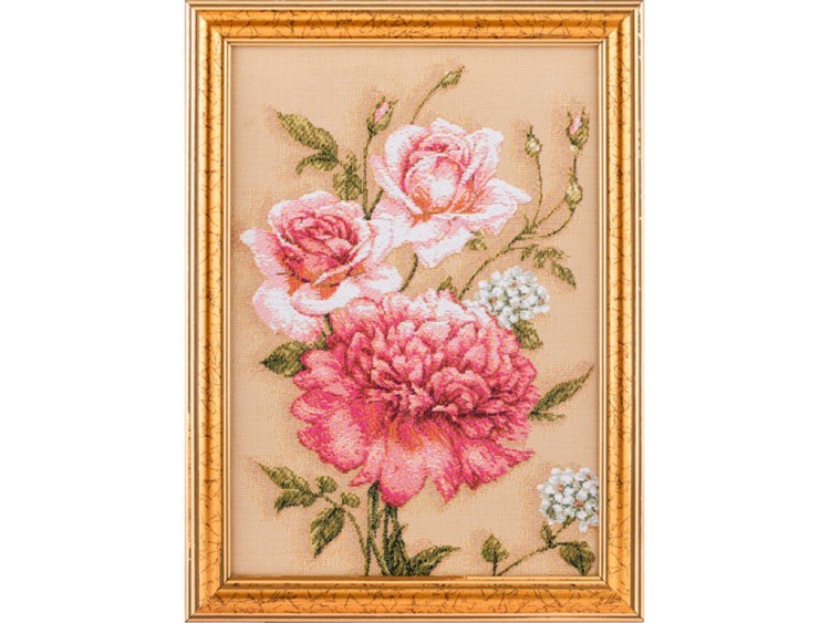 Гобеленовая картина "бутоны розы и пион" 26*19 см Оптпромторг Ооо (404-104-17) 