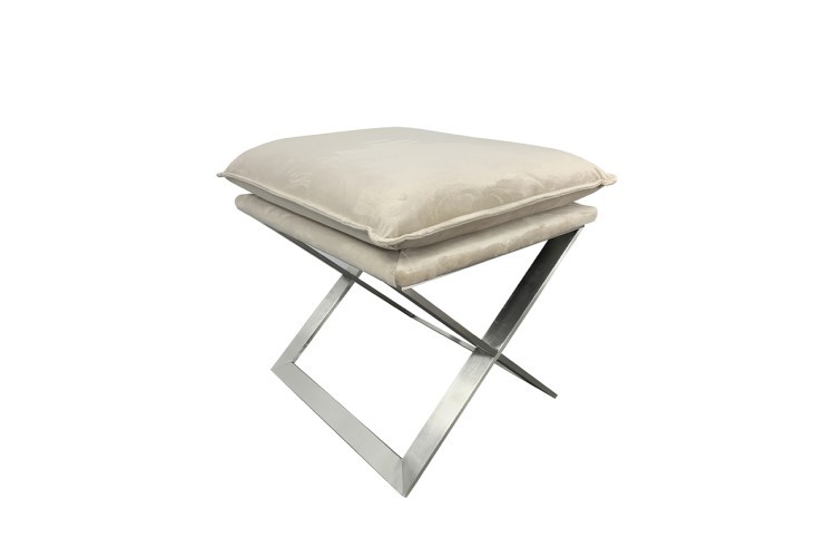 Банкетка велюр бежевый/хром 47*45*46см (TT-00005091)