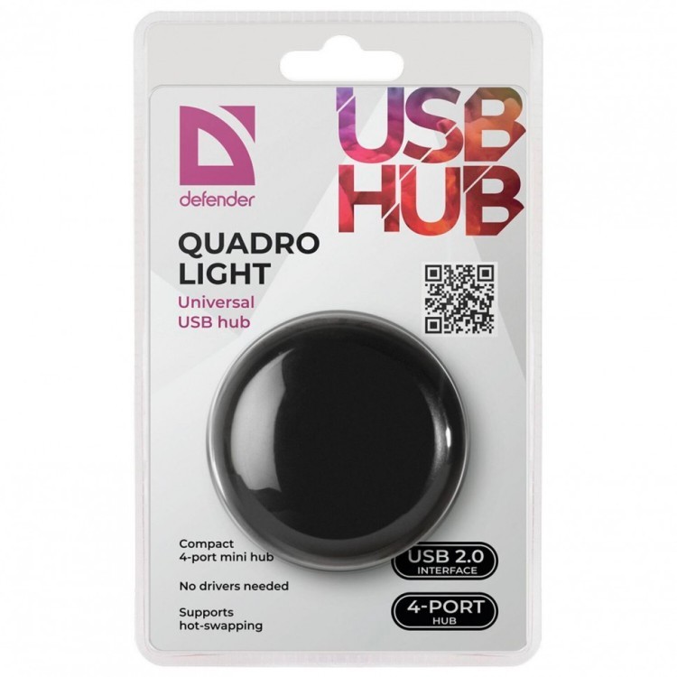 Хаб DEFENDER Quadro Light USB 20 4 порта 83201 512035 (1) (94370)