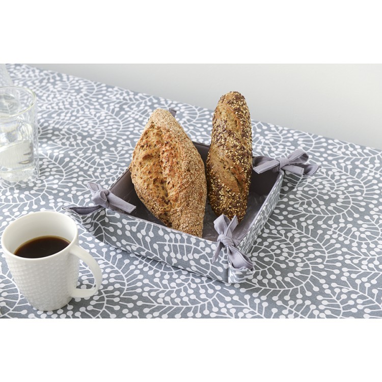 Корзинка для хлеба серого цвета с принтом Спелая Смородина из коллекции scandinavian touch, 30х30 см (73542)