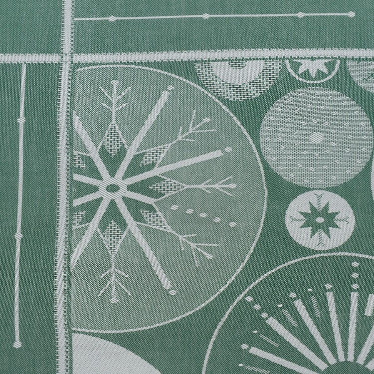 Скатерть из хлопка зеленого цвета с рисунком Ледяные узоры из коллекции new year essential, 180х180см (72169)