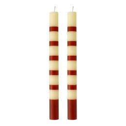 Набор из двух свечей в полоску терракотового цвета из коллекции stripes (81096)