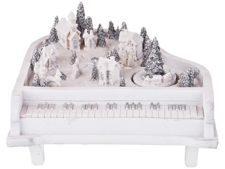 Фигурка "белый рояль" с музыкой, вращением и подсветкой 23,5*25*15,5 см Lefard (868-101)
