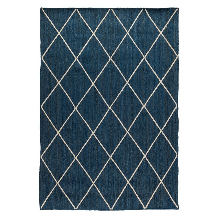 Ковер из джута темно-синего цвета с геометрическим рисунком из коллекции ethnic, 160x230 см (73336)
