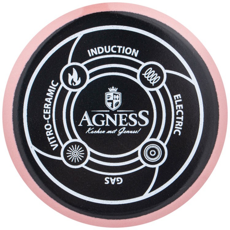 Набор мисок agness эмалированных, серия deluxe с пластиковыми крышками, 14/16/18см, 0,6/0,9/1,3л. Agness (951-123)