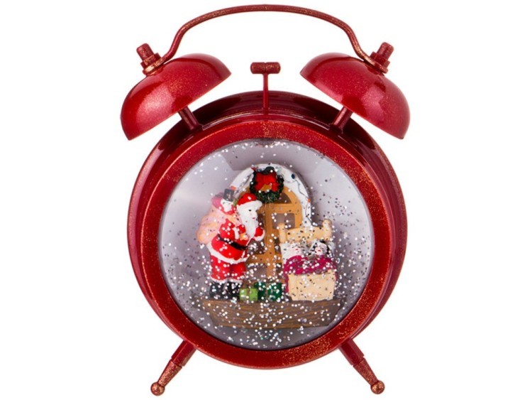 Будильник новогодний интерьерный  с музыкой и подсветкой цвет: красный 14*8 см высота=18 см (кор=6 ш Lefard (865-396)